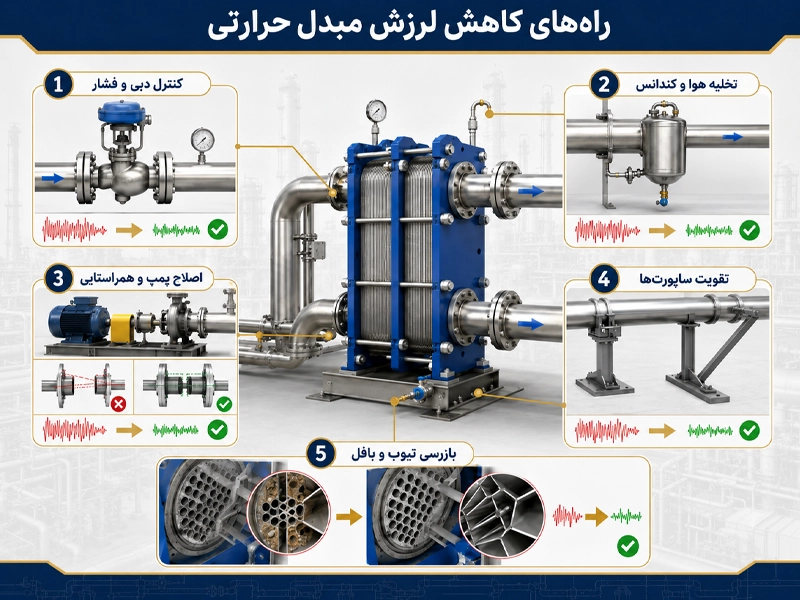 راه‌های پیشگیری و کاهش لرزش مبدل حرارتی